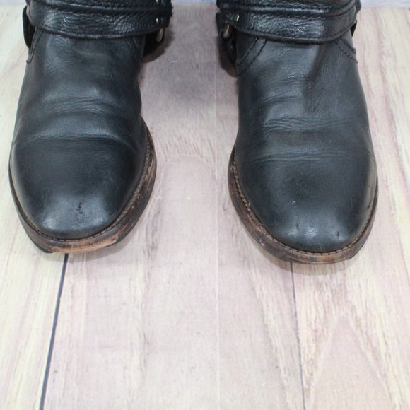 FRYE Maxine Trapunto Harness Brown Leather Motorcycle Boots Size 8 B - Picture 5 of 14